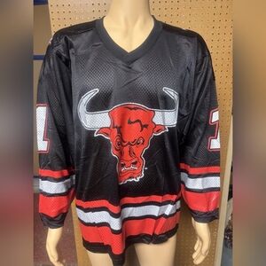 The Rock Black and Red Bull Logo Jersey WWF WWE